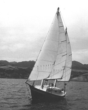 Gavilan, a ketch rigged dory style chesapeake sail boat off estero bay